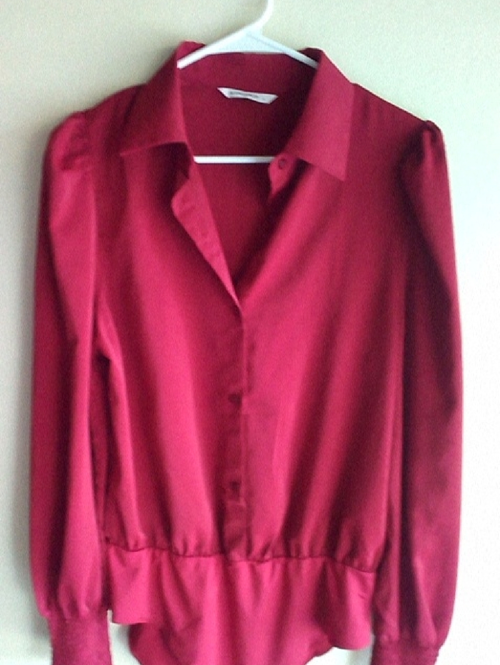 Button-Front Blouse in Deep Raspberry